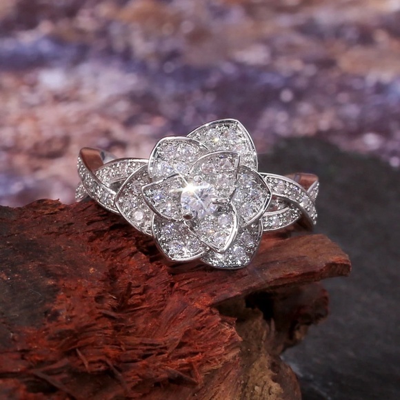 Sparkling Rose Ring "Iced Out Collection" Hip Hop, Gold Ring, Gold Rose Ring - Picture 4 of 9